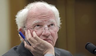 In this file photo, Chapman School of Law professor John Eastman testifies on Capitol Hill in Washington, on March 16, 2017, at a House Justice subcommittee on Courts, Intellectual Property and the Internet hearing on restructuring the U.S. Court of Appeals for the Ninth Circuit. The Jan. 6 committee on June 16, 2022, showed an email Mr. Eastman, a former Trump lawyer, sent to Rudy Giuliani requesting a presidential pardon from Mr. Trump. (AP Photo/Susan Walsh, File)