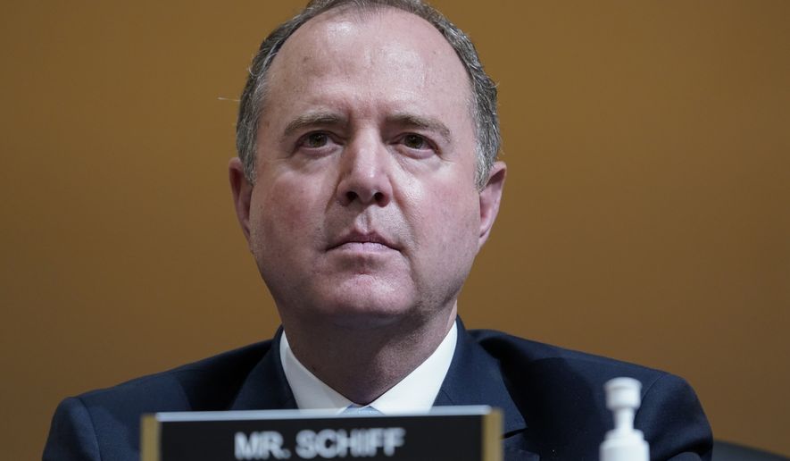 Rep. Adam Schiff, D-Calif., listens as the House select committee investigating the Jan. 6, 2021, attack on the Capitol holds a hearing at the Capitol in Washington, Thursday, June 16, 2022. (AP Photo/Susan Walsh)