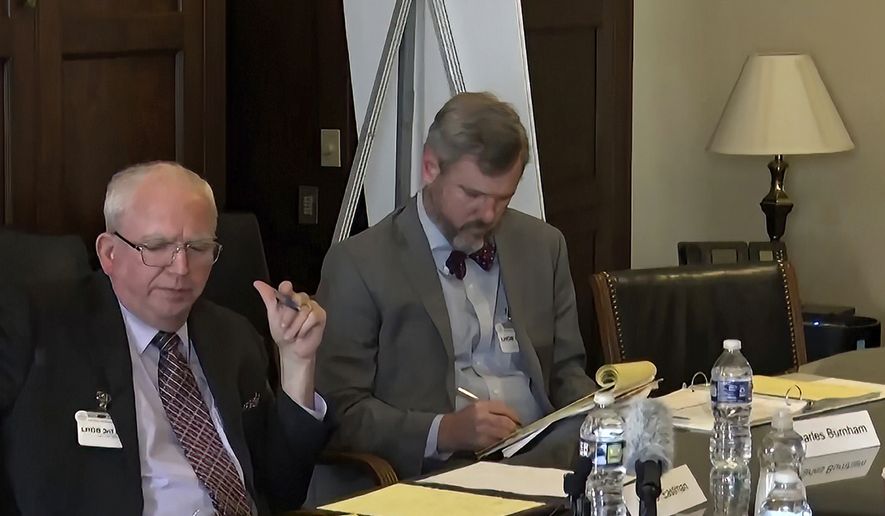 In this image from video released by the House Select Committee, John Eastman, a lawyer for former President Donald Trump, appears during a video deposition to the House select committee investigating the Jan. 6 attack on the U.S. Capitol at the hearing Thursday, June 16, 2022, on Capitol Hill in Washington. (House Select Committee via AP)