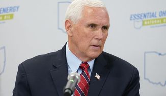 Former Vice President Mike Pence speaks at the Gas Energy Education Program roundtable discussion at Enerfab, Thursday, June 16, 2022, in Cincinnati. (AP Photo/Jeff Dean)