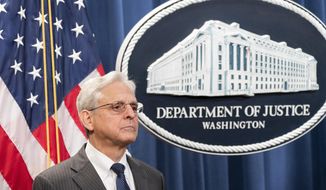 Attorney General Merrick Garland attends a news conference, Monday, June 13, 2022, at the Department of Justice in Washington. (AP Photo/Jacquelyn Martin)  **FILE**