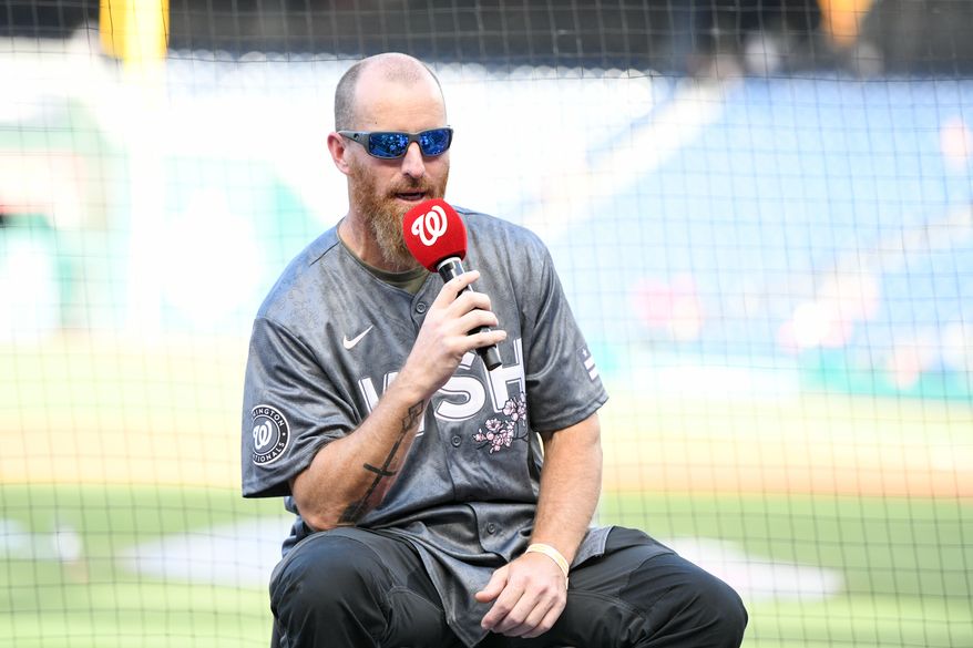 Adam LaRoche during a ceremony honoring former Nationals player Ryan Zimmerman before the Nationals game against the Philadelphia Phillies at Nationals Park in Washington D.C., June 17, 2022. (Photo by All-Pro Reels)