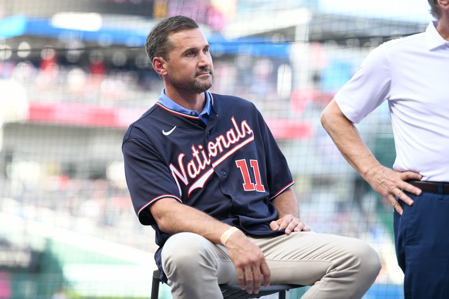 Ryan Zimmerman during a ceremony honoring him before the Nationals game against the Philadelphia Phillies at Nationals Park in Washington D.C., June 17, 2022. (Photo by All-Pro Reels)