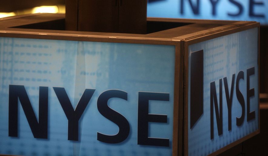 In this Aug. 28, 2009, file photo, a sign is shown at the New York Stock Exchange in New York. (AP Photo/Frank Franklin II, file)