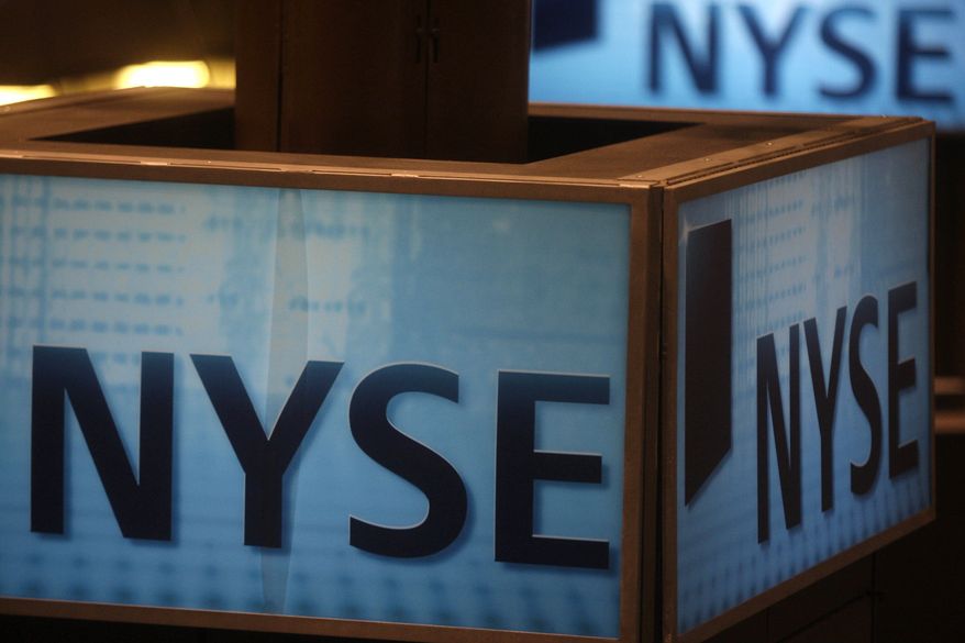 In this Aug. 28, 2009, file photo, a sign is shown at the New York Stock Exchange in New York. (AP Photo/Frank Franklin II, file)