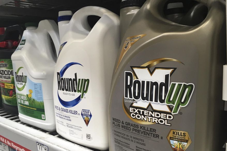 Containers of Roundup are displayed on a store shelf in San Francisco, on Feb. 24, 2019. (AP Photo/Haven Daley, File)