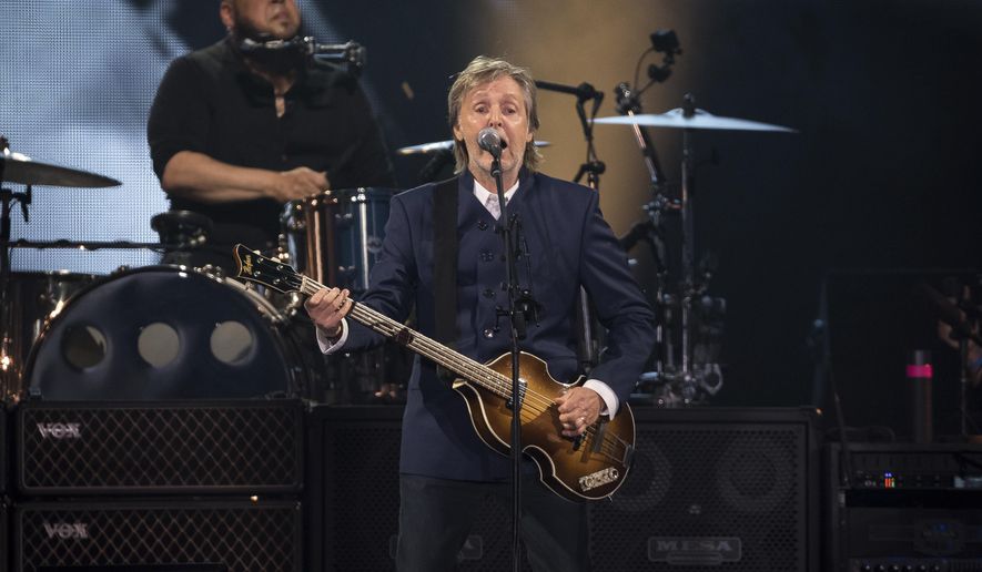 Paul McCartney performs during his "Got Back" tour Thursday, June 16, 2022, at MetLife Stadium in East Rutherford, N.J. (Photo by Christopher Smith/Invision/AP)