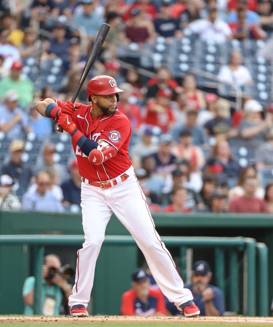 Designated Hitter Nelson Cruz (#23) gets into his batting stance while at bat at Washington Nationals vs Atlanta Braves at Nationals Park in Washington DC on June 15th 2022 (Photo: All-Pro Reels/Alyssa Howell)