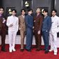 BTS arrives at the 64th Annual Grammy Awards at the MGM Grand Garden Arena on Sunday, April 3, 2022, in Las Vegas. The surprise announcement by BTS that they were taking a break to focus on members’ solo projects stunned their global fanbase, shaking their label&#x27;s stock price and leaving many questions about the K-pop supergroup’s future. (Photo by Jordan Strauss/Invision/AP, File)