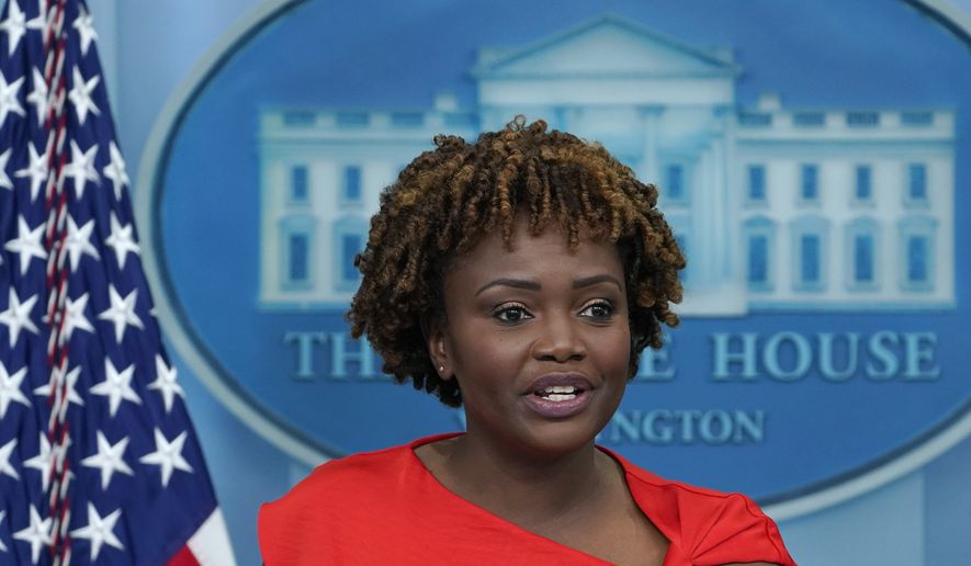 White House press secretary Karine Jean-Pierre speaks during the daily briefing at the White House in Washington, Wednesday, June 22, 2022. (AP Photo/Susan Walsh) ** FILE **
