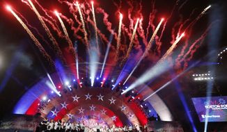In this file photo, fireworks explode over the Hatch Shell during rehearsal for the Boston Pops Fireworks Spectacular in Boston, on July 3, 2018. Recent public opinion surveys have exposed a rift on patriotic attitudes that academics say could lead to Independence Day becoming a holiday mostly embraced by conservatives. (AP Photo/Michael Dwyer, File)  **FILE**