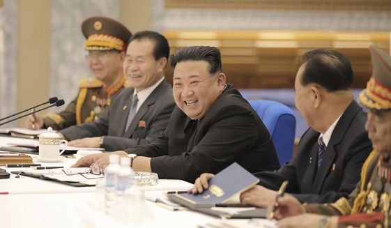 In this photo provided by the North Korean government, North Korean leader Kim Jong Un, center, attends a meeting of the Central Military Commission of the ruling Workers&#39; Party in Pyongyang, North Korea Wednesday, June 22, 2022. Independent journalists were not given access to cover the event depicted in this image distributed by the North Korean government. The content of this image is as provided and cannot be independently verified. Korean language watermark on image as provided by source reads: &amp;quot;KCNA&amp;quot; which is the abbreviation for Korean Central News Agency. (Korean Central News Agency/Korea News Service via AP)
