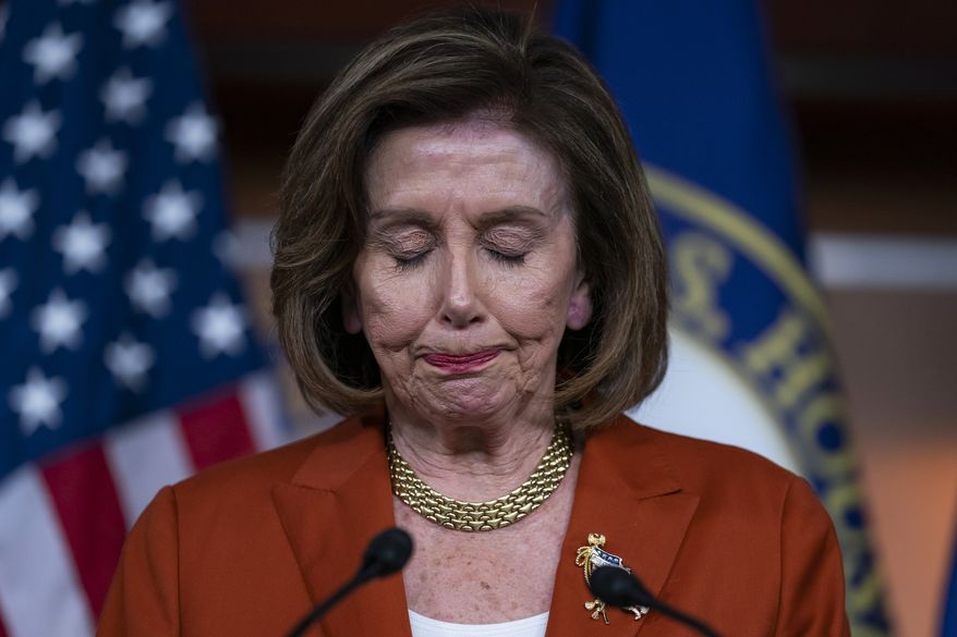 Speaker of the House Nancy Pelosi, D-Calif., reacts to the Supreme Court decision overturning Roe v. Wade, at the Capitol in Washington, Friday, June 24, 2022. (AP Photo/J. Scott Applewhite)