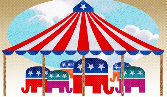 GOP (Republican Party) ideological purity litmus test Illustration by Greg Groesch/The Washington Times