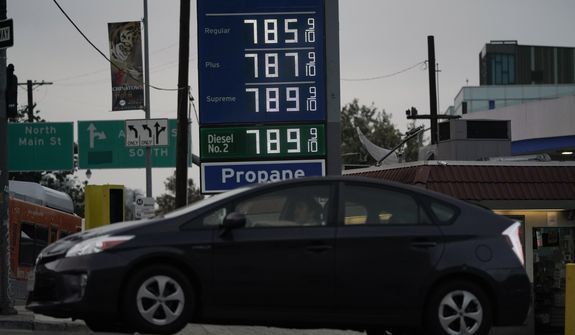 FILE - High gas prices are shown in Los Angeles, Thursday, June 16, 2022. California would send hundreds of dollars in rebates to most taxpayers under a tentative budget proposal being discussed by Gov. Gavin Newsom and Legislative leaders on Friday, June 24, 2022, (AP Photo/Jae C. Hong, File)