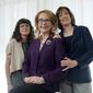 Gabby Giffords, center, the subject of the documentary film &amp;quot;Gabby Giffords Won&#39;t Back Down,&amp;quot; poses with the film&#39;s co-directors Julie Cohen, left, and Betsy West, Tuesday, June 21, 2022, at the Beverly Hilton in Beverly Hills, Calif. (AP Photo/Chris Pizzello)