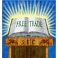 Illustration on the promotion of free trade at SEC by Alexander Hunter/The Washington Times