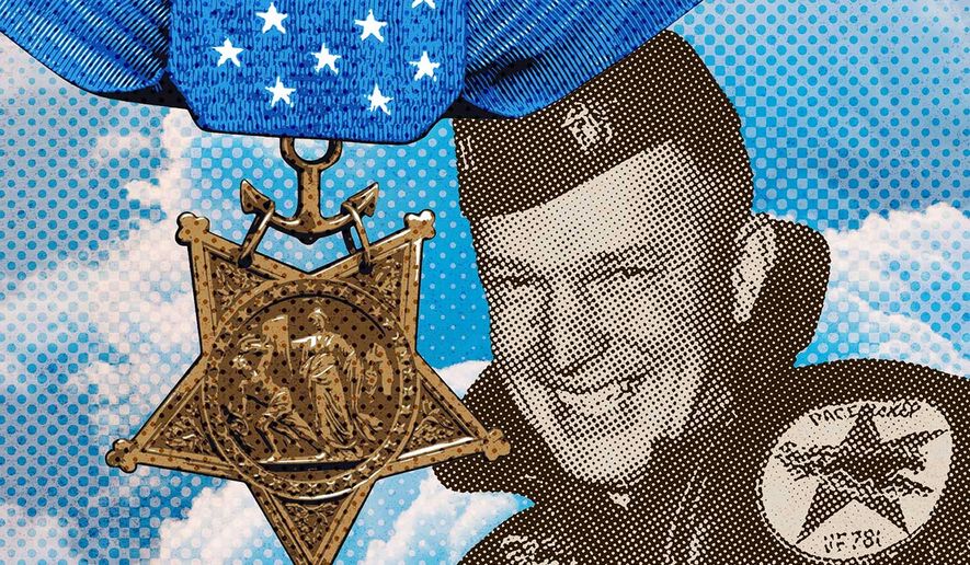 Illustration on awarding Captain E. Royce Williams the Congressional Medal of Honor by Greg Groesch/The Washington Times