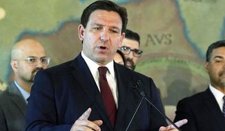 Florida Gov. Ron DeSantis speaks at Miami&#39;s Freedom Tower, May 9, 2022. Florida’s new 15-week abortion was blocked and then quickly reinstated after an appeal from the state attorney general in a lawsuit challenging the restriction. Judge John C. Cooper issued the order temporarily halting the law after reproductive health providers argued that the state constitution guarantees the right to the procedure. The state quickly appealed his order, automatically putting the law back into effect Tuesday, July 5, 2022. (AP Photo/Marta Lavandier, File)