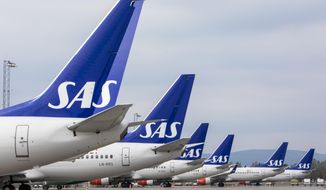 SAS planes are grounded at Oslo Gardermoen airport during pilots strikes, in Oslo, Friday, April 26, 2019.  SAS has filed for bankruptcy in the United States, warning the announcement of a strike by 1,000 pilots a day earlier had put the future of the carrier at risk which added to the travel chaos across Europe as the summer vacation period begins. The group said Tuesday, July 5, 2022 it had “voluntarily filed for chapter 11 in the U.S.,&amp;quot; and said its operations and flight schedule will be unaffected. (Ole Berg-Rusten/NTB Scanpix via AP, File)