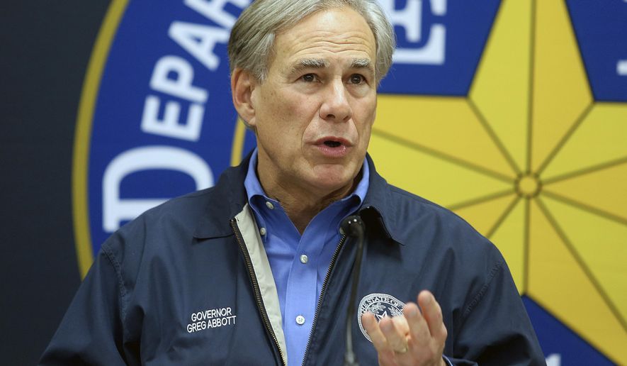 Texas Gov. Greg Abbott speaks during a news conference on March 10, 2022, in Weslaco, Texas. The U.S. Department of Justice is investigating potential civil rights violations in Texas&#39; multibillion-dollar border security mission that has given the National Guard arrest powers and seen state authorities bus migrants to Washington, D.C., according to public records. (Joel Martinez/The Monitor via AP, File)
