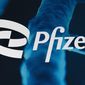 The Pfizer logo is displayed at the company&#39;s headquarters, Feb. 5, 2021, in New York. The Food and Drug Administration said Wednesday, July 6, 2022, that pharmacies could now prescribe Pfizer&#39;s Paxlovid pill directly to COVID-19 patients. (AP Photo/Mark Lennihan, File)