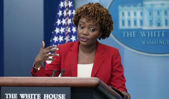 White House press secretary Karine Jean-Pierre speaks during the daily briefing at the White House in Washington, Thursday, July 7, 2022. (AP Photo/Susan Walsh)