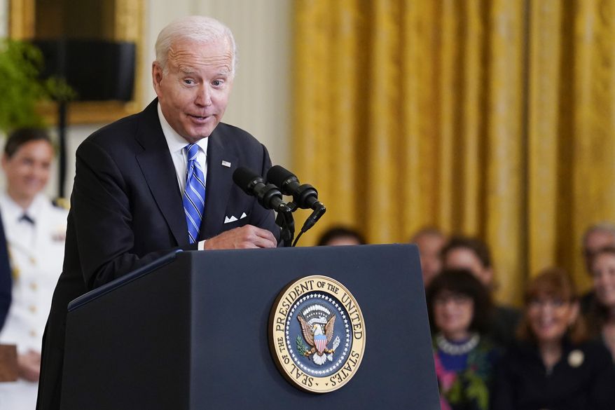 President Joe Biden speaks before he awards the Presidential Medal of Freedom, to 17 people at the White House in Washington, Thursday, July 7, 2022. (AP Photo/J. Scott Applewhite) **FILE**