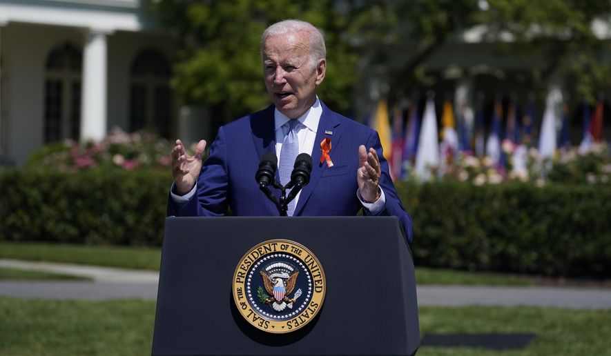 President Joe Biden speaks during an event to celebrate the passage of the &amp;quot;Bipartisan Safer Communities Act,&amp;quot; a law meant to reduce gun violence, on the South Lawn of the White House, Monday, July 11, 2022, in Washington. (AP Photo/Evan Vucci)