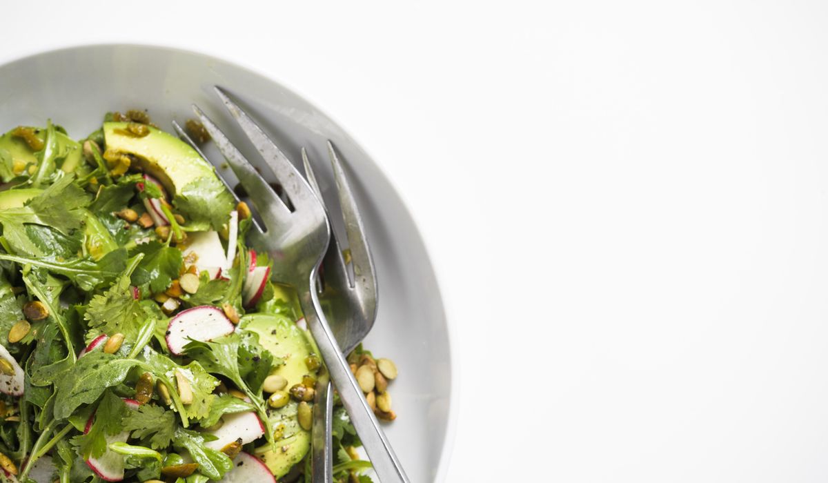 NextImg:Arugula and avocado salad with jalapeno vinaigrette: Vinegary brine gives this salad bright boost