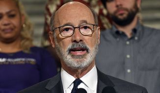 Pennsylvania Gov. Tom Wolf speaks at a Capitol news conference to announce he signed legislation to increase funding to nursing homes in Pennsylvania, Monday, July 11, 2022, in Harrisburg, Pa. (AP Photo/Marc Levy)