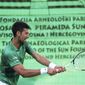 Serbia&#39;s Novak Djokovic in action while playing an exhibition match against Croatia&#39;s Ivan Dodig in Visoko, Bosnia, Wednesday, July 13, 2022. (AP Photo/Armin Durgut) ** FILE **