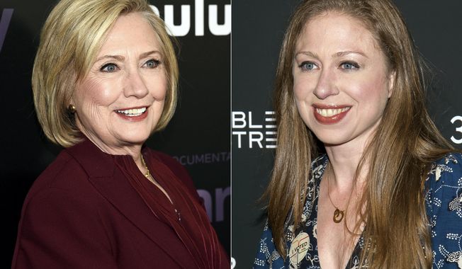Former secretary of state Hillary Clinton attends the premiere of the Hulu documentary &amp;quot;Hillary&amp;quot; in New York o March 4, 2020, left, and Chelsea Clinton attends a screening of &amp;quot;Colette&amp;quot; in New York on Sept. 13, 2018. The Clintons will interview the likes of Kim Kardashian, Megan Thee Stallion and Gloria Steinem for a streaming series that debuts in two months. Apple TV said Thursday that “Gutsy” will debut on its service on Sept. 9. (Photos by Evan Agostini, left, and Charles Sykes/Invision/AP)