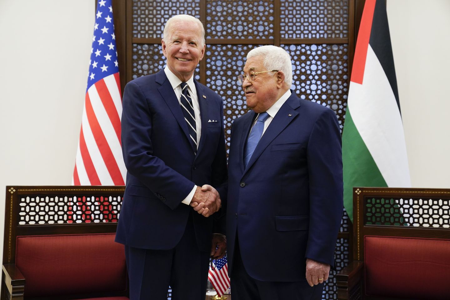 In West Bank, Biden embraces 'two states for two peoples'