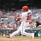 Washington Nationals right fielder Juan Soto (22) hitting a home run during the 8th inning in a game against the Atlanta Braves at Nationals Park in Washington D.C., July 17, 2022. (Photo by All-Pro Reels)