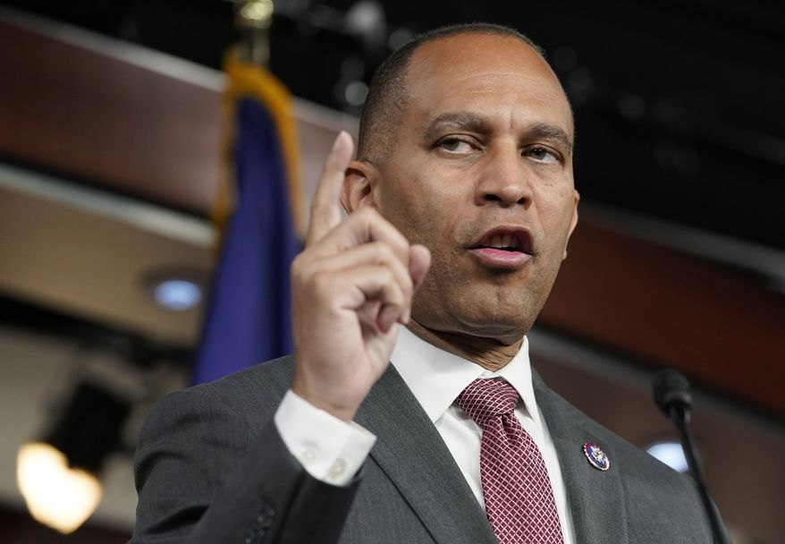 Caucus Chair Rep. Hakeem Jeffries, D-N.Y., speaks during a news conference at the Capitol in Washington, Tuesday, July 19, 2022. (AP Photo/Mariam Zuhaib)