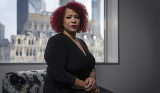 Journalist Nikole Hannah-Jones poses for a portrait at the headquarters of The Associated Press in New York on Friday, Dec. 10, 2021. (AP Photo/Robert Bumsted, File)