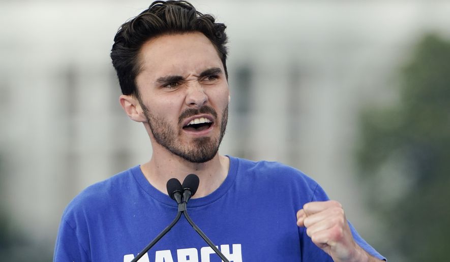Parkland survivor and activist David Hogg speaks to the crowd during in the second March for Our Lives rally in support of gun control on Saturday, June 11, 2022, in Washington. The rally is a successor to the 2018 march organized by student protestors after the 2018 mass shooting at Marjory Stoneman Douglas High School in Parkland, Fla. (AP Photo/Manuel Balce Ceneta) **FILE**