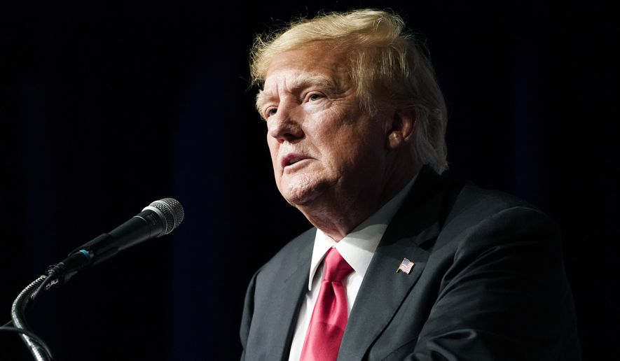 Former President Donald Trump speaks during an event Friday, July 8, 2022, in Las Vegas. A pro-Democratic super PAC is accusing the Federal Election Commission of allowing Trump “to continue violating the law&amp;quot; by dragging its feet over a complaint concerning Trump&#x27;s teasing of a future White House bid. American Bridge on Wednesday, July 20, filed a lawsuit asking that a judge compel the commission to take action on its pending complaint that accuses Trump of violating federal campaign laws by raising and spending money for a run without officially filing his candidacy. (AP Photo/John Locher, File)