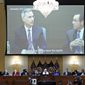 A video show Pat Cipollone, former White House counsel, is played as the House select committee investigating the Jan. 6 attack on the U.S. Capitol holds a hearing at the Capitol in Washington, Thursday, July 21, 2022.(Al Drago/Pool via AP)
