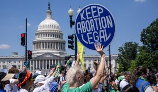 Abortion-rights activists demonstrate against the Supreme Court decision to overturn Roe v. Wade that established a constitutional right to abortion, on Capitol Hill in Washington, June 30, 2022. (AP Photo/J. Scott Applewhite, File)
