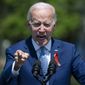 FILE - President Joe Biden speaks during an event to celebrate the passage of the &amp;quot;Bipartisan Safer Communities Act,&amp;quot; a law meant to reduce gun violence, on the South Lawn of the White House, July 11, 2022, in Washington. . (AP Photo/Evan Vucci, File)