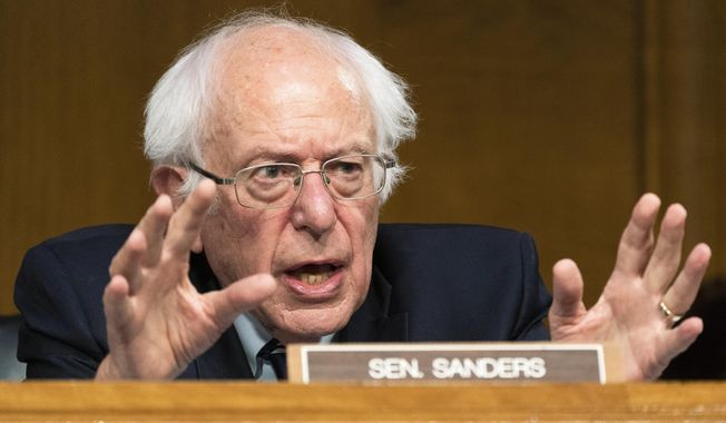 Sen. Bernie Sanders, I-Vt., questions witnesses during a Senate Health, Education, Labor and Pensions Committee hearing to examine an update on the ongoing federal response to COVID-19 on Capitol Hill in Washington on June 16, 2022. (AP Photo/Manuel Balce Ceneta) ** FILE **