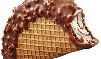 This undated photo provided by Unilever shows the Choco Taco. Klondike has announced it&#39;s discontinuing the ice cream treat. A Klondike brand representative said in an emailed statement, Monday, July 25, 2022, that the Choco Taco has been discontinued in both its 1 count and 4 count sizes.   (Claire Grummon/Unilever via AP)