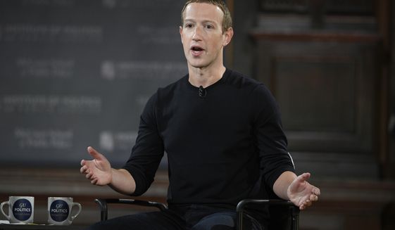 Facebook CEO Mark Zuckerberg speaks at Georgetown University in Washington, Thursday, Oct. 17, 2019. Federal regulators, Wednesday, July 27, 2022, took legal action to block Facebook parent Meta and CEO Mark Zuckerberg from acquiring virtual reality company Within Unlimited and its fitness app Supernatural, asserting the deal would hurt competition and violate antitrust laws. (AP Photo/Nick Wass, File)