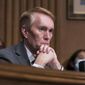 Sen. James Lankford, R-Okla., listens to testimony during a Senate Indian Affairs Committee about the status of the descendants of enslaved people formerly held by the Muscogee (Creek), Chickasaw, Choctaw, Seminole and Cherokee Nations, at the Capitol in Washington, Wednesday, July 27, 2022. (AP Photo/J. Scott Applewhite)