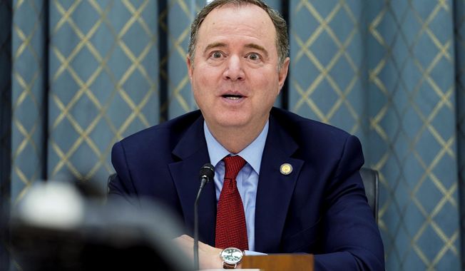 Chairman Adam Schiff, D-Calif., asks questions during a House Intelligence Committee hearing on Commercial Cyber Surveillance, Wednesday, July 27, 2022, on Capitol Hill in Washington. (AP Photo/Mariam Zuhaib)
