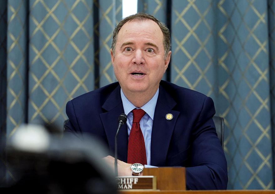 Chairman Adam Schiff, D-Calif., asks questions during a House Intelligence Committee hearing on Commercial Cyber Surveillance, Wednesday, July 27, 2022, on Capitol Hill in Washington. (AP Photo/Mariam Zuhaib)