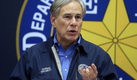 Texas Gov. Greg Abbott speaks during a news conference on March 10, 2022, in Weslaco, Texas. Abbott has said that he stopped at a campaign fundraiser following the deadly school shooting in Uvalde and “let people know” he couldn&#39;t stay, but a newspaper reports that he was there for nearly three hours. (Joel Martinez/The Monitor via AP, File)