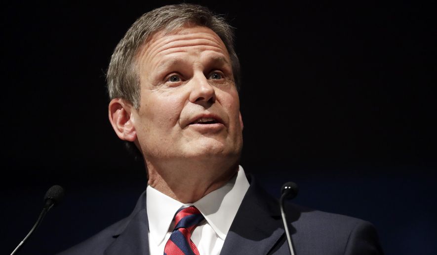 FILE - Tennessee Gov. Bill Lee delivers his inaugural address after taking the oath of office in War Memorial Auditorium in Nashville, Tenn., Saturday, Jan. 19, 2019. After riding high on a promise to bring 50 charter schools to Tennessee, Hillsdale College President Larry Arnn&#39;s budding relationship with Gov. Lee has significantly cooled over the past several months. (AP Photo/Mark Humphrey, File)